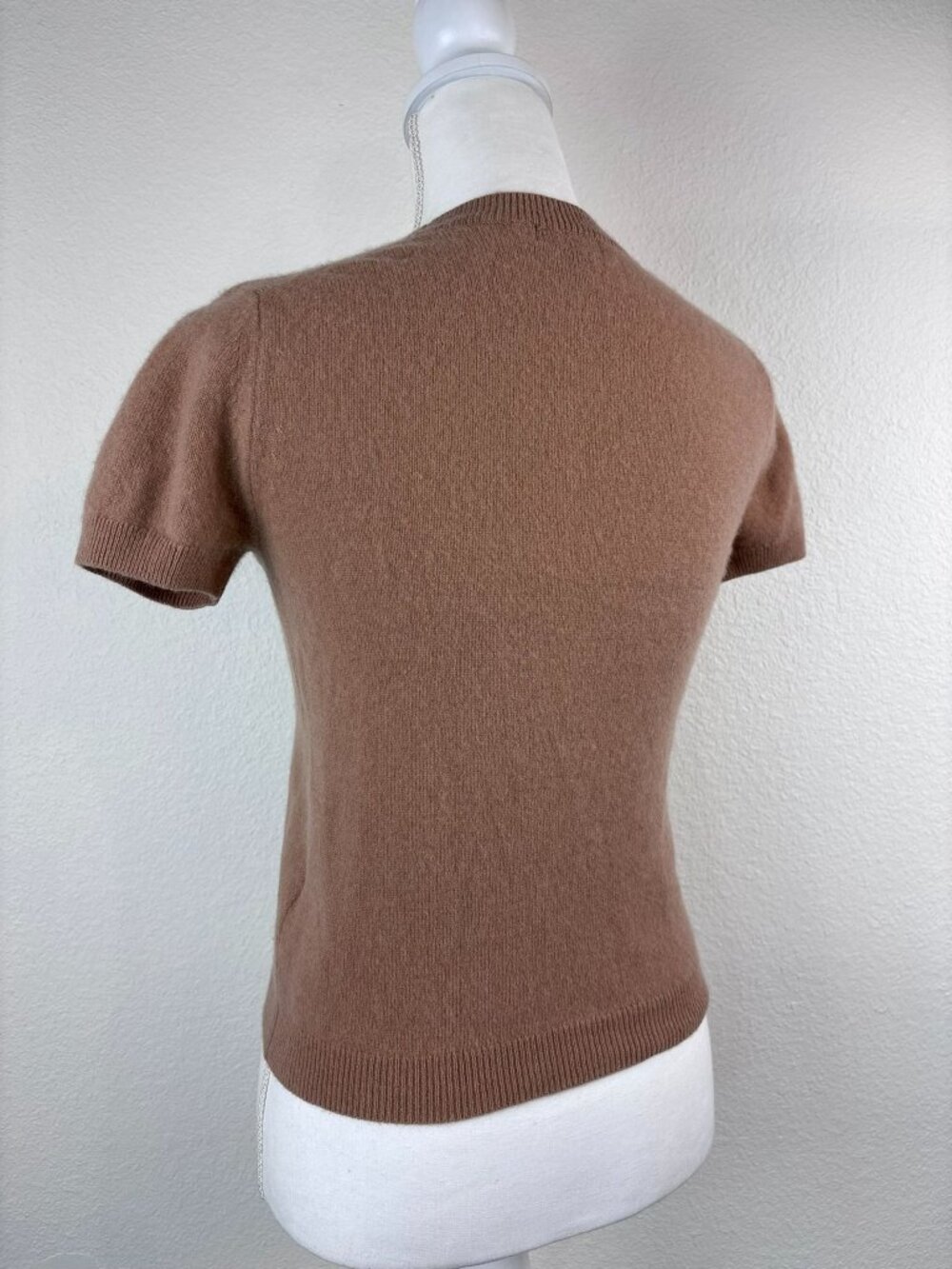 Quince women's small brown 100% cashmere short sleeve knit top stretch casual - Picture 4 of 6